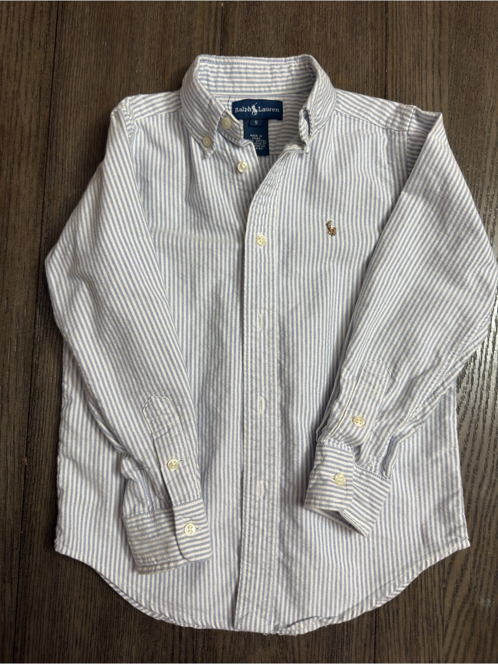 Kids Ralph Lauren Light Blue & White Striped Button-Down Shirt